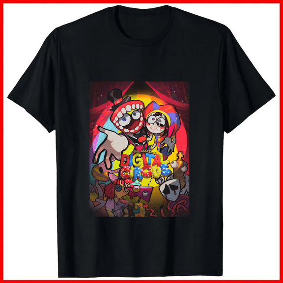 Digital Circus Glitch TV Parody Retro Animation Theme Graphic Unisex T-shirt V18421, up to size 5XL