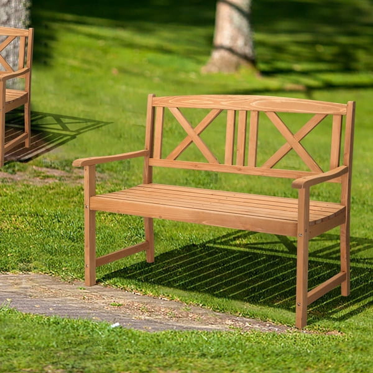 Burlywood Folding Fir Wood Patio Chair - Space Saving Outdoor Lounger w/Slanted Seat & Wide Arms for Deck, Garden