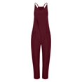 thumbnail image 4 of SRZYMJ Women Casual Jumpsuits Summer Sleeveless Loose Jumpsuit Shoulder Strap Adjustable Long Pants Rompers with Pockets, 4 of 5