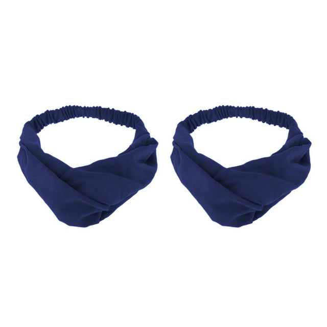 Diadema elástica para mujer 2pcs diademas cruzadas banda para el cabello estiramiento envoltura amplia del pelo yoga headwear azul Azul Magideal Diadema elástica para mujer