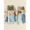 thumbnail image 4 of Elippeo Toddler Boys Fall Outfits Letter Print Contrast Color Long Sleeve Sweatshirts and Long Pants 2Pcs Clothes Set, 4 of 10