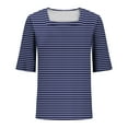 thumbnail image 5 of SYMOID Womens Summer Striped Casual Short Sleeve Blouse for Misses,Dark Blue,Size L, 5 of 6