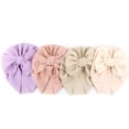 thumbnail image 5 of Cute Toddler Hair Accessories Cotton Solid Color Textured Ribbed Turban Hats Baby Hat Hospital Headwraps Bow Topknot Cap WHITE, 5 of 8