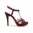 thumbnail image 3 of BLISSFUL STEP Women's Shoes T Strap Slingback Platform Stiletto Heel Sandals Burgundy 6.5, 3 of 7