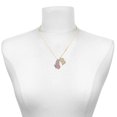 thumbnail image 2 of Delight Jewelry Silver-tone Large Translucent Pink Flying Butterfly - Large Goldtone Crystal Initial - B - Charm Necklace, 17.5"+2", 2 of 4