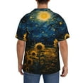 thumbnail image 3 of Balery Oil Starry Sky Sunflower Camisa Casual de Manga Corta con Botones para Hombre, Texturizada, Estilo Cubano, para Playa, Verano-3X-Large, 3 of 5