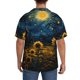 thumbnail image 3 of Fotbe Oil Starry Sky Sunflower Camisa Estampada de Manga Corta para Hombre, Casual de Verano, Estilo Playero, Sin Arrugas-Large, 3 of 5
