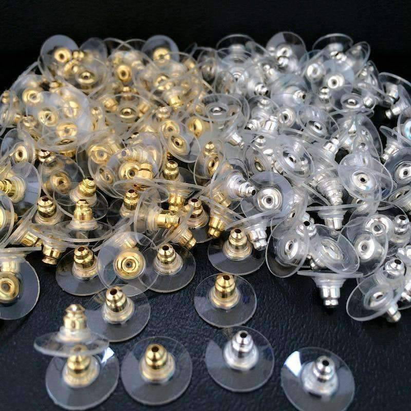 Hypo-allergenic Earring Stoppers Gold Clutch Earring Backs Clear 300PCS Earring Stoppers Silver 