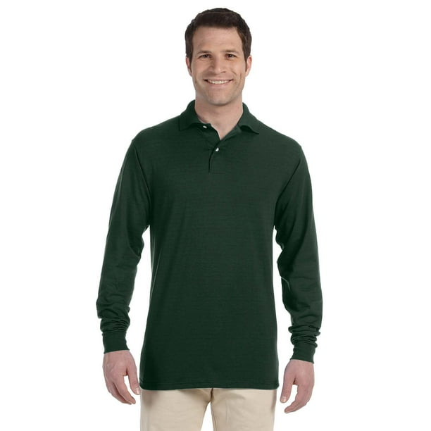 Camiseta polo de manga larga SpotShield™ para adulto VERDE BOSQUE L JERZEES 437ML