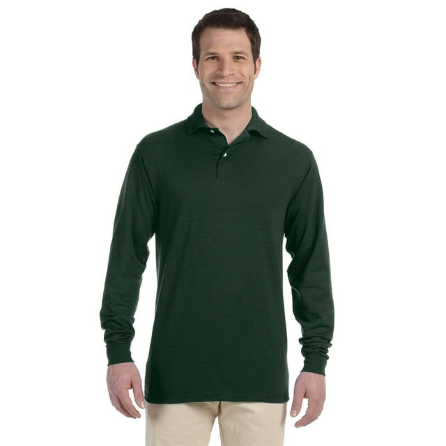 Camiseta polo de manga larga SpotShield™ para adulto VERDE BOSQUE L Jerzees 437ML