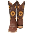 thumbnail image 3 of Women’s Square Toe Sunflower Embroidered Cowgirl Cowboy Leather Boots, 3 of 5