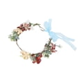 thumbnail image 3 of Diadema con guirnalda de flores artificiales para mujer, corona para el pelo elegante y exquisita para fiesta de boda (naranja), 3 of 5