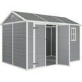 thumbnail image 2 of Jocisland 10.5 x 7.6 x 7.5 ft Resin Storage Shed with Floor, Vents, Window, for Bicycles/Lawnmowers, 2 of 8