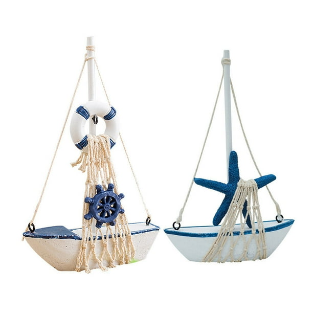 EeaseMX 2 mini veleros de madera para decoración del hogar.