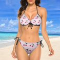 thumbnail image 4 of NICKSUN Women's Cherry Print Bikini Set, 2 Piece Swimsuits String Halter Triangle Bathing Suits, 4 of 6
