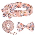thumbnail image 1 of 1 Set Bowknot Decor Adjustable Buckle Closure D-Ring Pet Neck Strap Christmas Flower Pattern Cat Collar Pet Supplies Cat Collar, 1 of 5