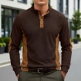 thumbnail image 2 of Corduroy Polo Shirts for Men Spring Fall Casual Long Sleeve Stand Collar Color Block Work Shirts, 2 of 4