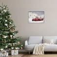 thumbnail image 3 of Red Truck Parked Snowy Decorated Christmas Barn Transportation Painting Framed Art Print Wall Art, 3 of 5