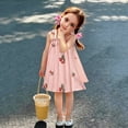 thumbnail image 2 of Bysome Girls Dress Flower Print Sleeveless Square Neck Dresses Comfortable Girls Dress Size 3-4 Years Pink, 2 of 9