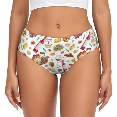 Womens Underwear - Wine Print No.J942 No Show Seamless Underwear for Women  Soft Stretch Womens Panties  Hipster Ladies Panties Bikini Underwear Briefs