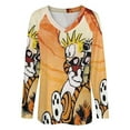 thumbnail image 4 of Calvin And Hobbes Womens T Shirts V Neck Long Sleeve Tops Causal Loose Summer T-Shirts S, 4 of 7