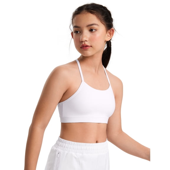 CRZ YOGA Girls Butterluxe Y Back Sports Bra Yoga Athletic Casual Tops Padded Crop Kids Teen