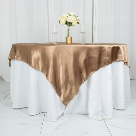 

Efavormart 72 SATIN Square Tablecloth Overlay For Wedding Catering Party Table Decorations Tablecloth Cover - Taupe