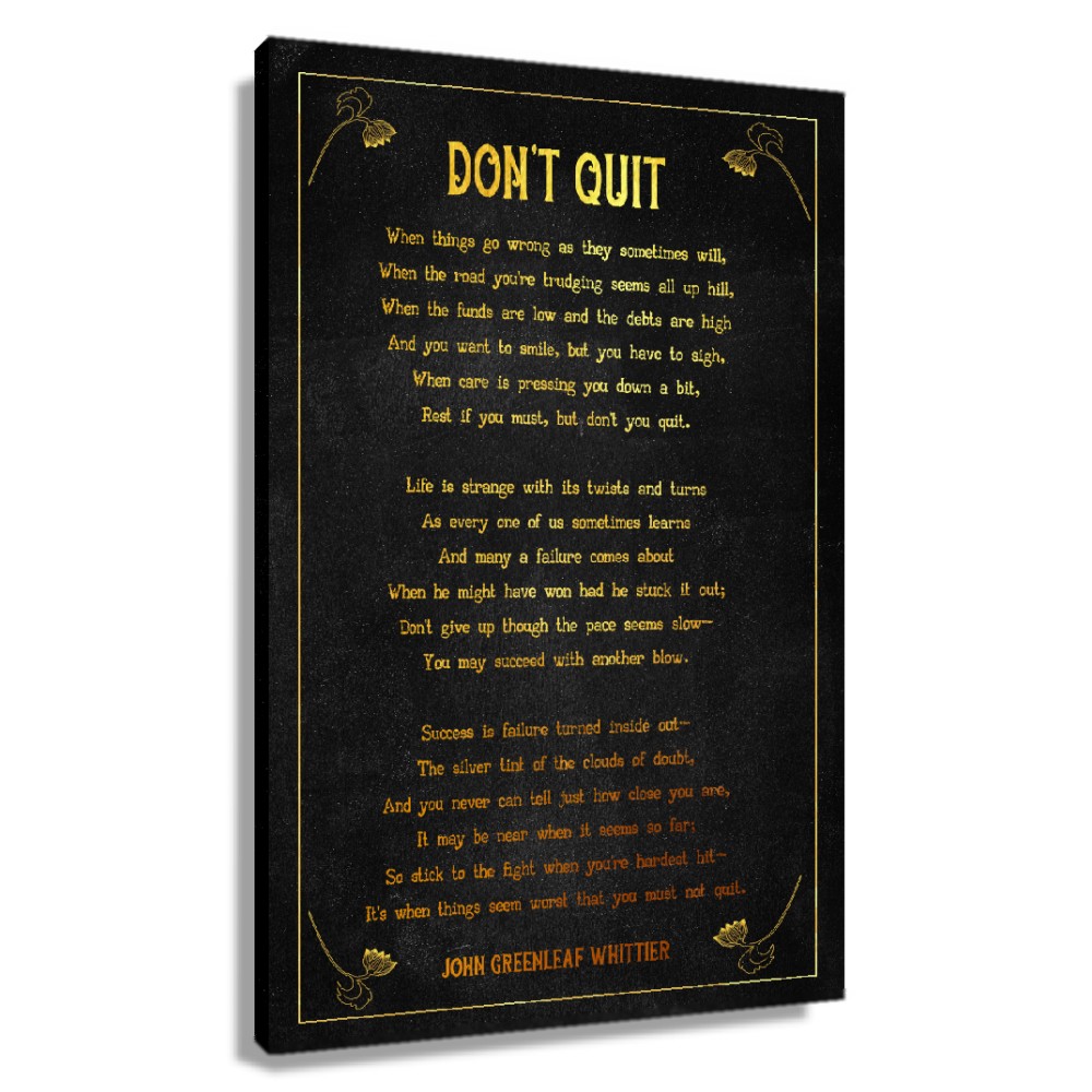 Don't Quit Poem Wall Decor John Greenleaf Whittier Quote Wall Art Poetry Poster Decorations for