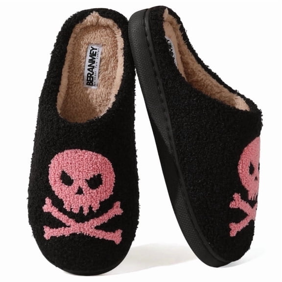 BERANMEY Halloween Slippers for Women Perfect Soft Plush Comfy Warm Slip-On Cute Womens Slippers Indoor Fluffy House Slippers for Women and Men Non-slip Fuzzy Flat Slides