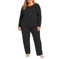 thumbnail image 2 of Xaqiouau Women Fleece Lined Pajama Set Warm Thermal Underwear Long Sleeve Top and Pants Plus Size Winter Lounge Sleepwear, 2 of 9