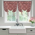 thumbnail image 4 of Red Boho Tie Up Curtains for Windows, Adjustable Balloon Window Shades, Vintage Ethnic Tribe Abstract Art Floral Kitchen Window Treatments Farmhouse Short Curtains with Rod Pocket 42"x45", 4 of 8