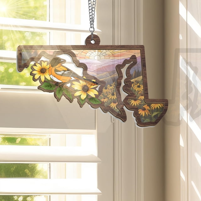 Adorno colgante FLAGWIX Maryland Suncatcher Baltimore Orioles