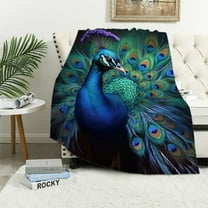 Pratyus Peacock Feathers Soft Cozy Printed Blanket & Throw for All Seasons Lightweight Travel Blanket 50x60in