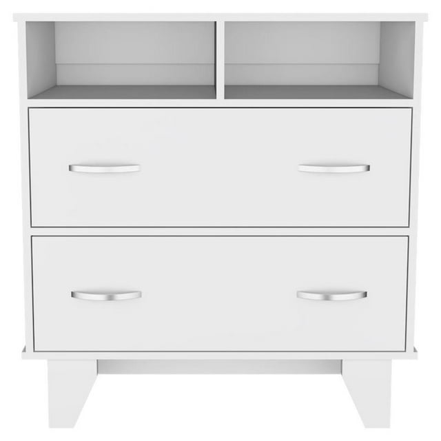 TUHOME Portanova Commode à Deux Tiroirs - Couleur Blanc - Bois d'Ingénierie