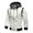 White, variant on Men's Leather Stand Collar Detachable Hooded Embroidered Colorblock Motorcycle Jacket, Black, Size L