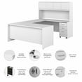 thumbnail image 5 of Bush Business Furniture Studio C 72W x 30D U Station with Hutch and 3 Drawer Mobile File Cabinet, White, 5 of 6