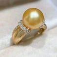 thumbnail image 2 of EOEMY Gorgeous Huge Aaaa 10-11mm Round Natural South Sea Golden Pearl Ring 925S, 2 of 4
