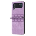 thumbnail image 3 of ELEHOLD Leather Case for Samsung Galaxy Z Flip3,Shockproof Premium PU Leather Emboosed Pattern Slim Lightweight Anti-Scratch Case Cover for Samsung Z Flip3,Purple, 3 of 8