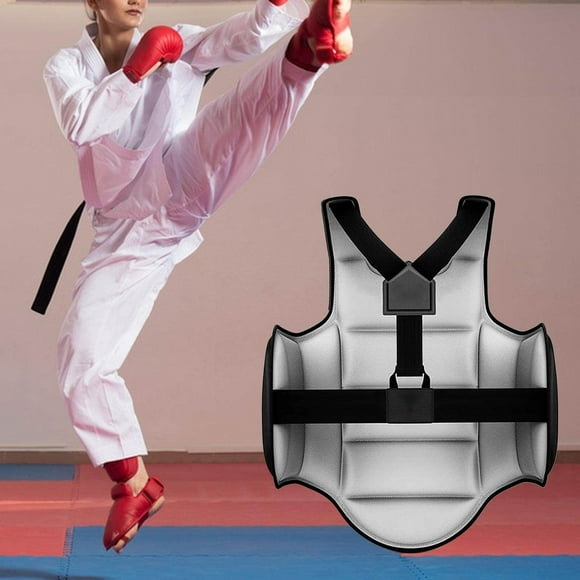 pitrice Karate Chest Guard Sanda Women Men Kids Kickboxing Taekwondo Protector Vest Black XS