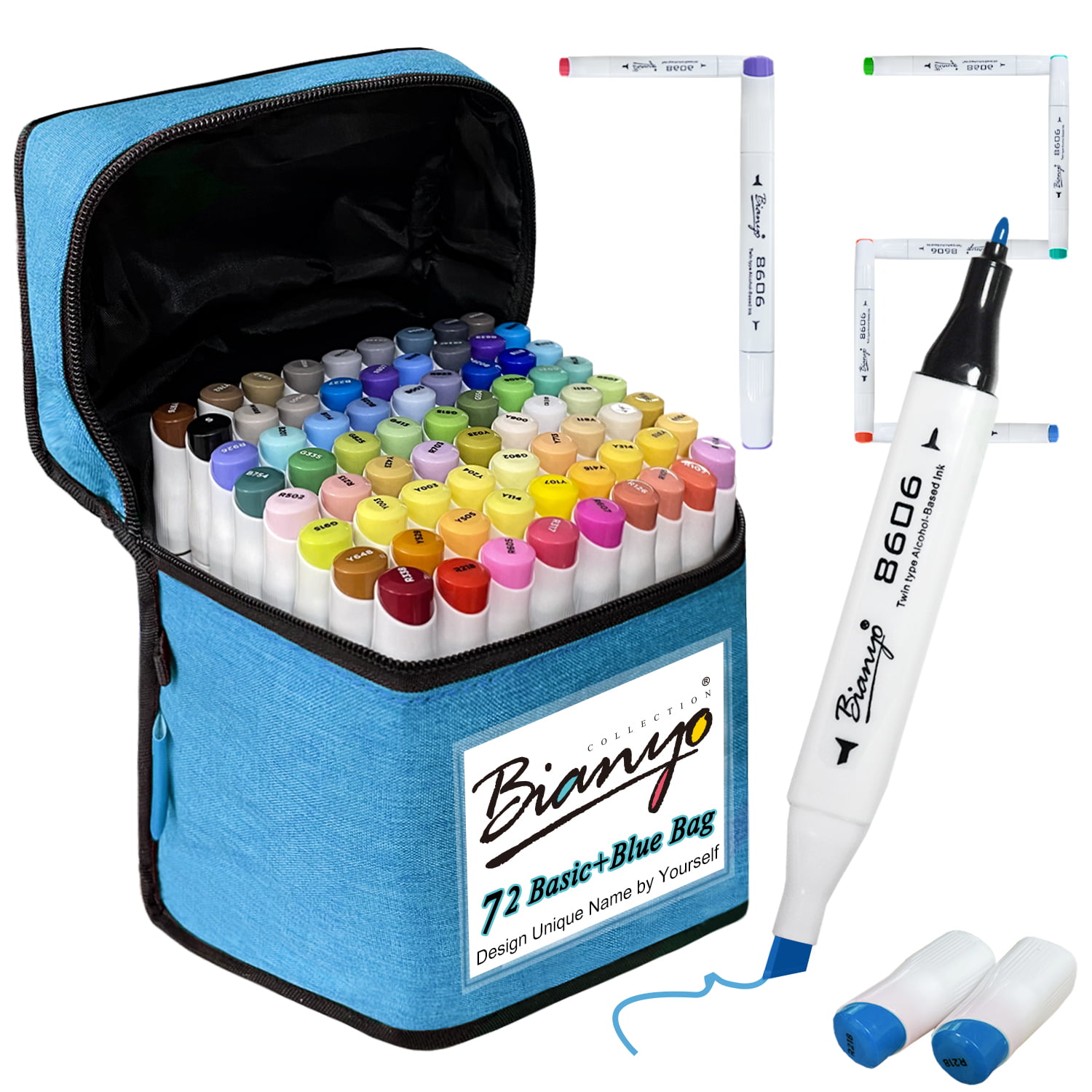 Bianyo Professional Series Alcohol-Based Dual Tip Brush Markers, Set of 72