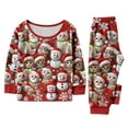 thumbnail image 5 of Family Christmas Pajamas Matching Sets 2025 – Red Long Sleeve Top and Pants with Santa Hat Cat and Snowman Print, Holiday Sleepwear Jammies for Couples, Men, Women, Xmas Matching Outfits, 5 of 5