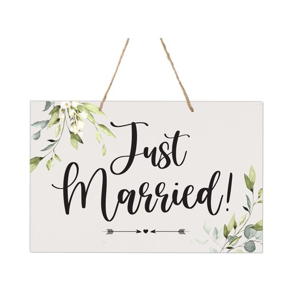 LifeSong Milestones Modern Wall Hanging Rope Sign for Wedding 8x12 - Just Married