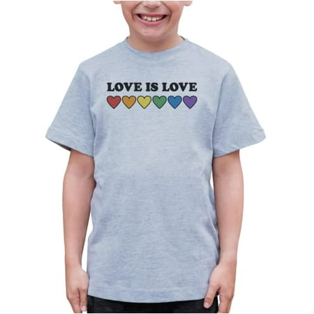 

7 ate 9 Apparel Kids Pride Shirts - Love is Love Rainbow Hearts Grey T-Shirt 18 Months
