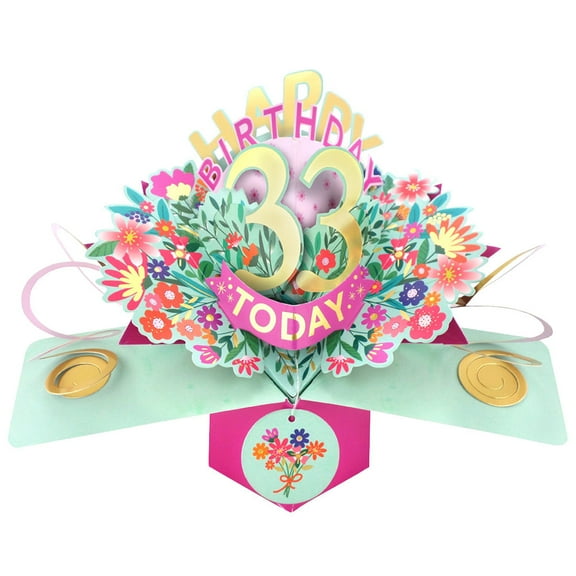 Happy 33rd Birthday 33 Today Pop-Up Greeting Card Love Kate's Pop Up Cards Her