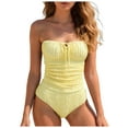 thumbnail image 1 of adviicd One Shoulder One Piece Swimsuit for Women Tummy Control Bathing Suits Modest Full Coverage Keyhole Swimwear Womens Bathing Suits One Piece(Light Yellow,M), 1 of 9