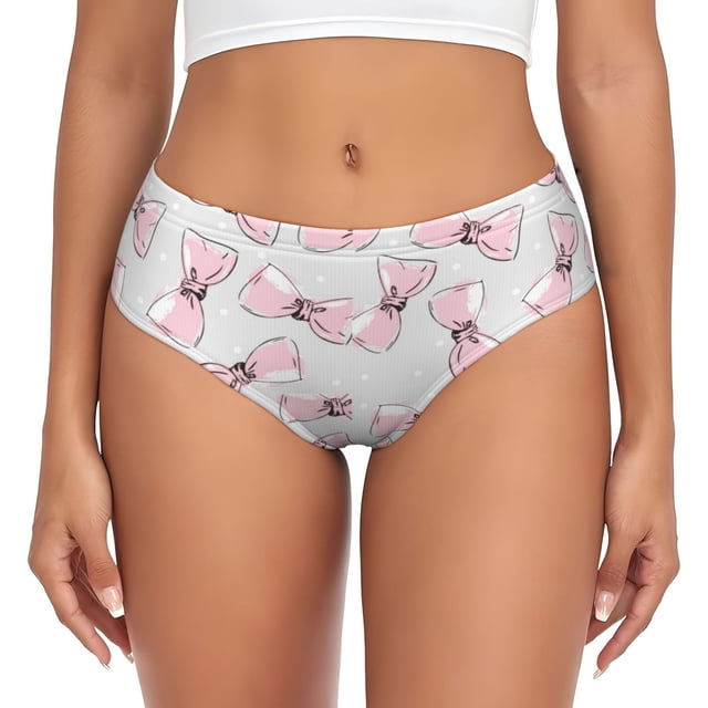 Balery Cute Bow Tie Ropa Interior de Algodón para Mujer con Dibujo – Braguitas Cómodas y Elásticas, Estilo Clásico-X-Small