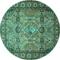 thumbnail image 1 of Ahgly Company Machine Washable Indoor Round Persian Turquoise Blue Traditional Area Rugs, 3' Round, 1 of 4