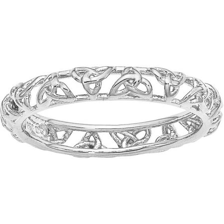 Stackable Expressions Sterling Silver Rhodium Celtic Knot Ring