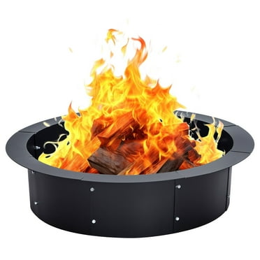 Metal Steel Duty Solid Round Fire Pit Ring Silver 36*30*9