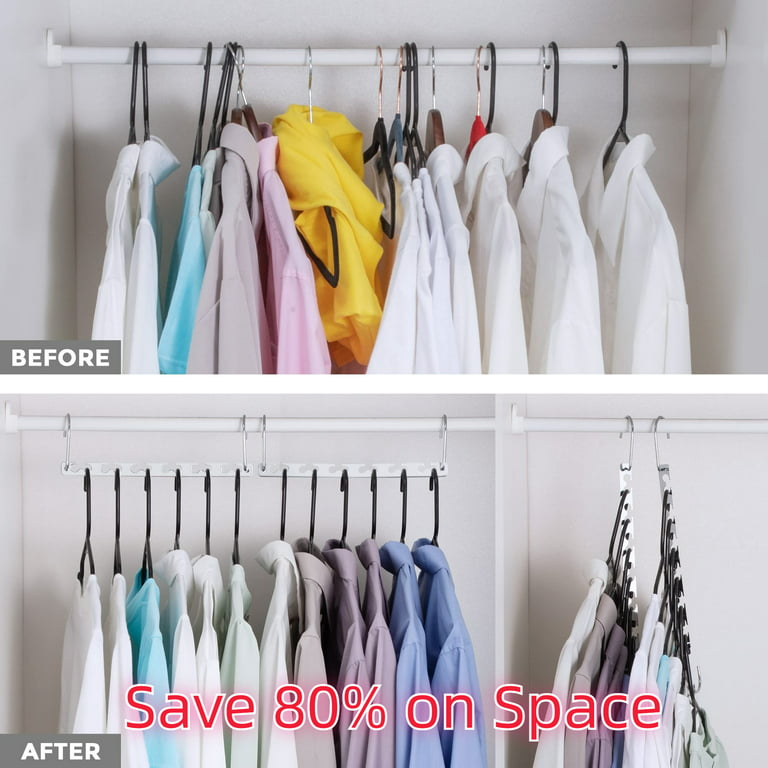 HOUSE DAY Space Saving Hangers, Metal Hanger Organizer, Heavy-Duty Clothes  Hangers, 20 Pack, Steel 